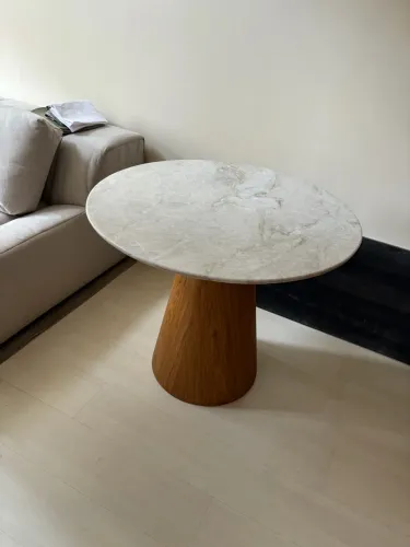 Mesa jantar taj mahal 0,90 cm com base cone madeira Pronta entrega