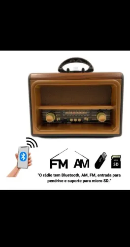 Rádio Retro Vintage Bluetooth Marrom AM/FM