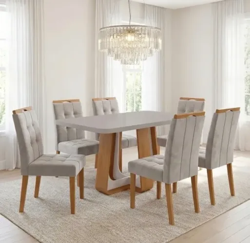 Conjunto Mesa e 6 Cadeiras Amendrabelle 170 cm