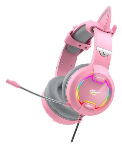 Headset Gamer Gamenote H2233D RGB - Rosa com Orelhinhas de Gato