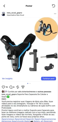 Suporte Para Capacete De Celular e Gopro