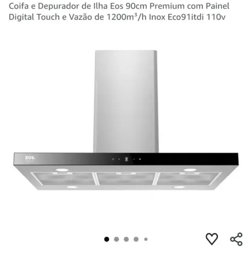 Coifa de Ilha EOS Premium 90cm Nova na Caixa 110V