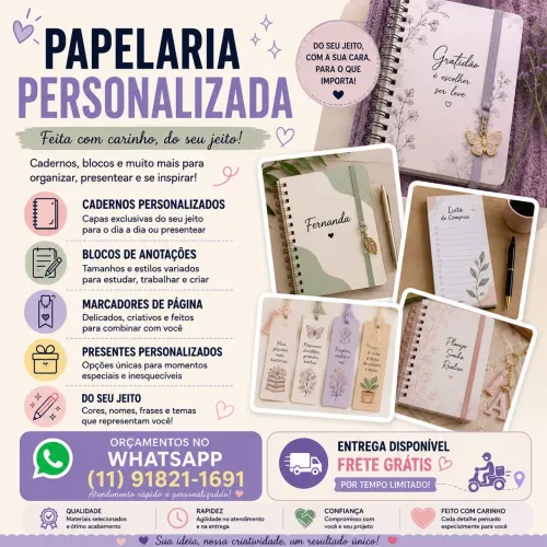 Papelaria Personalizada | Cadernos, Blocos e Presentes