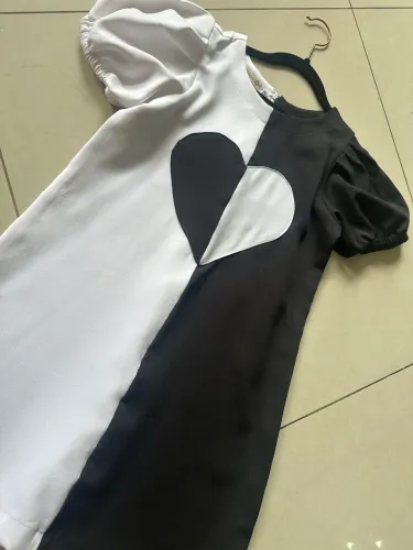 Vestido coração Preto e Branco 10 anos