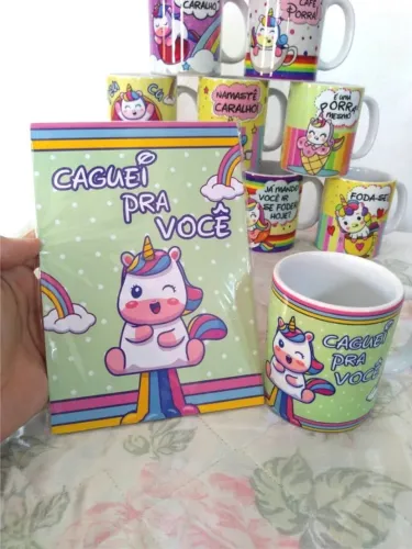 Canecas / Quadro Unicórnios Sinceros - NerdDog Store - Meme Kawaii Frases Porcelana MDF