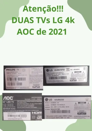 Lote 4 TVs smart p/ peças. LG 43 42 PHILIPS 40 AOC 32 2021 