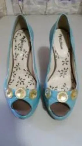 Sapato Azul Celeste Salto Alto Bellíssima