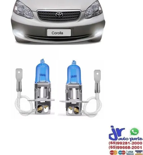 Par de Lâmpadas Super Brancas H3 8500K Efeito Xênon Toyata Corolla