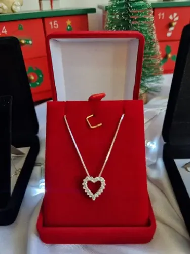 Presente Feminino PRATA 925 Colar Coração Corrente Dia das mães