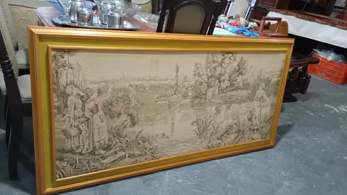 Quadro antigo em gobelim grande