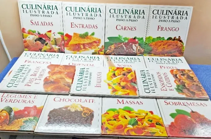 Coleção Completa de Livros - Culinária Ilustrada Passo a Passo - 15 Volumes