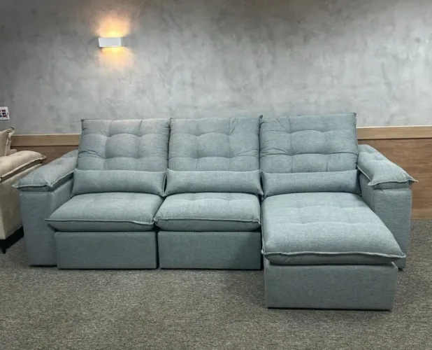Sofá Porto Belo Linho Cinza 290cm (Novo Direto da Fábrica)