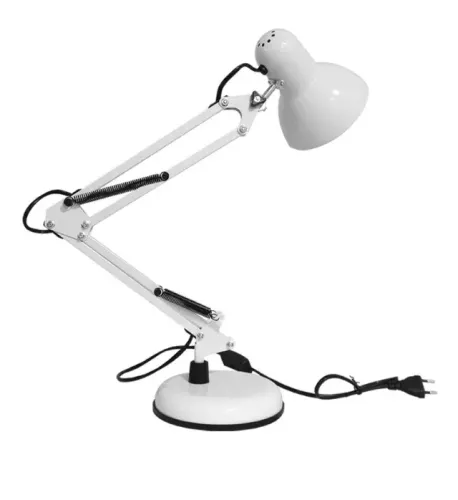 Luminária Escritório Abajur Mesa Articulada Com Garra E Base Pixar Cor Branco