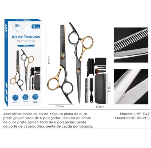 Kit de Tesouras Profissional 11 Peças LMF-1142