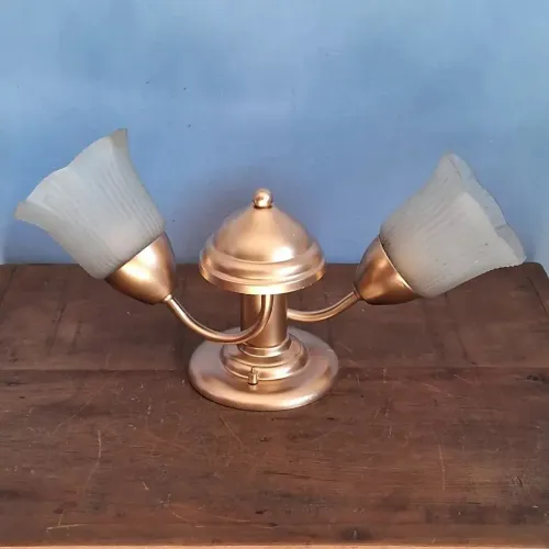 Antiga Luminária de Teto Dupla em Latão