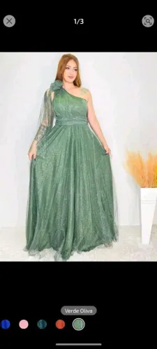 Vestido de Festa Verde com glitter