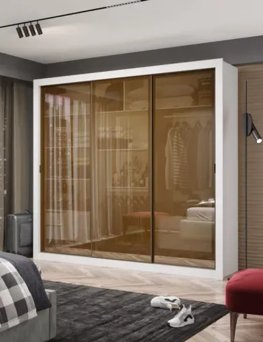 Guarda Roupa 3 Portas de Vidro 4 Gavetas Espelho Novo Varios Modelos