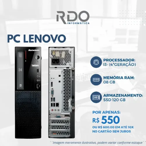 Computador Lenovo i3 4ª Geração 8GB RAM SSD 120GB R$550 - Muito barato!