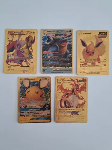 6 cartas pokemon dourada e gx