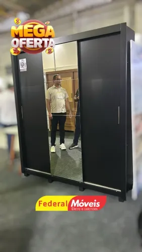 Guarda Roupa Com Espelho 3 Portas 4 Gavetas Novo - Oferta (Pés de Brinde)