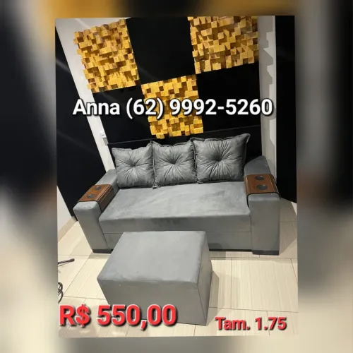 Sofá Cinza com Puff ((?))*- Conforto e Estilo