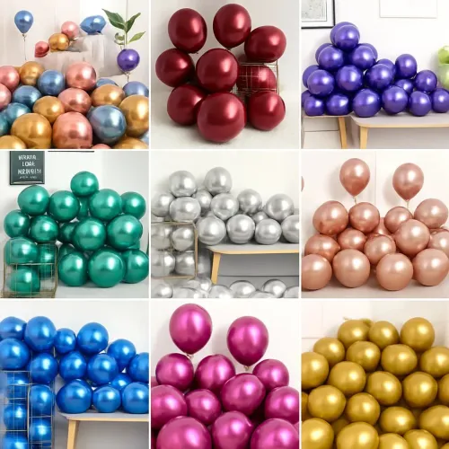 50 Balões Metálicos Coloridos para Festas e Decorações - bexiga metalizada