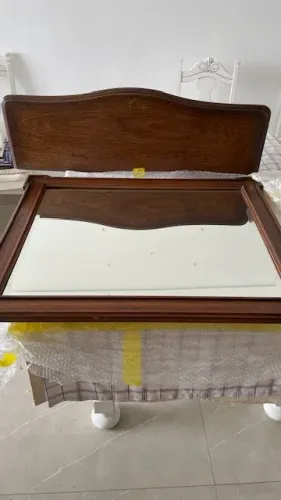 Conjunto Aparador e Espelho Grande em Cerejeira Maciça Estilo Colonial Vintage Decorativo
