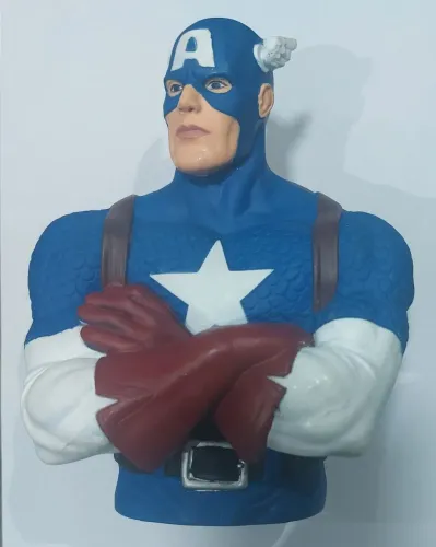 Busto capitão América novo cofre moedas monogram marvel legends dc heróis 