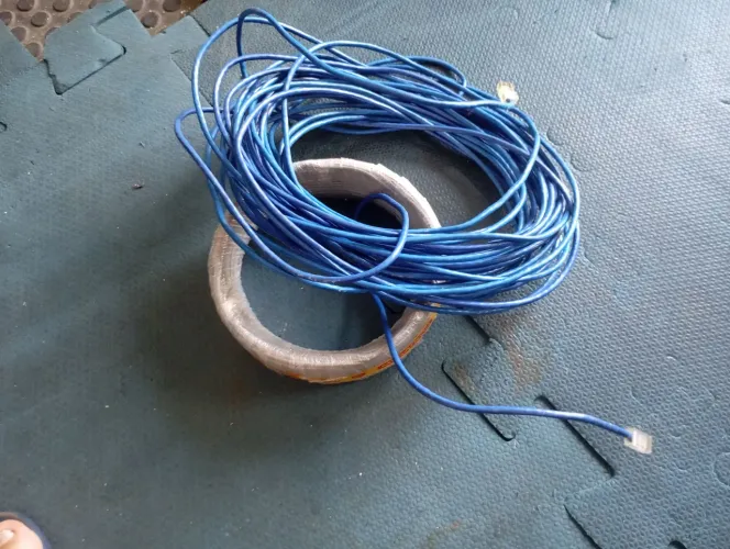  cabo de rede grimpado  e cabo de eletricidade 