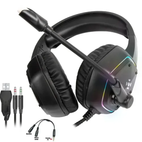 Headset Gamer Fortrek BlackFire New Edition RGB (Conexão 2XP2)(Com Adaptador P3) - WZtta