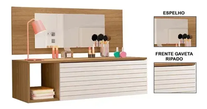 Penteadeira Suspensa Com Painel E Espelho Multicoisas