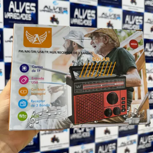 Rádio fM Com placa solar lanterna e bluetooth 