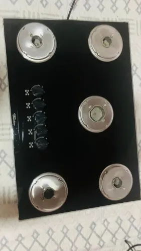 FOGAO DE EMBUTIR 05 QUEIMADORESVIDRO PRETO