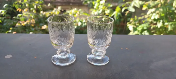 2 Copos de Licor de Cristal Decorados