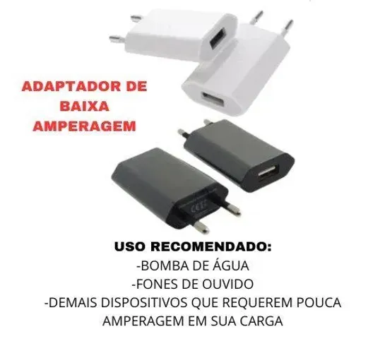 CARREGADOR Baixa amperagem USB-5V1A /Ideal para carregar fones-smartwatches<br>51A