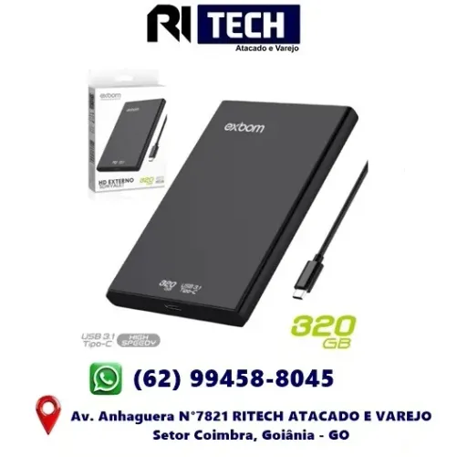HD Externo 320GB 2.5 Pol. com Interface USB-C 3.1 EXBOM Portátil  