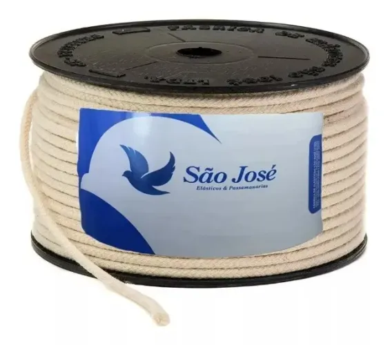 Cordão Algodão São José - Cor Cru - 5mm - 50 Metros Macrame