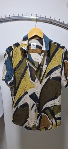 Camisa floral em seda zara nova original M slim