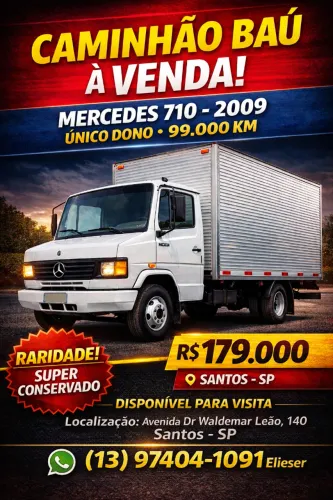 Mercedes 710 Baú 2009 - 99 mil km - Único Dono - Estado Impecável