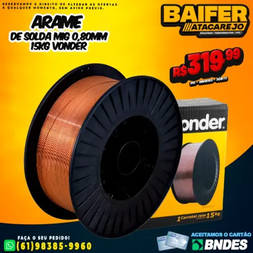 Arame de solda Mig 0,80mm 15kg Vonder