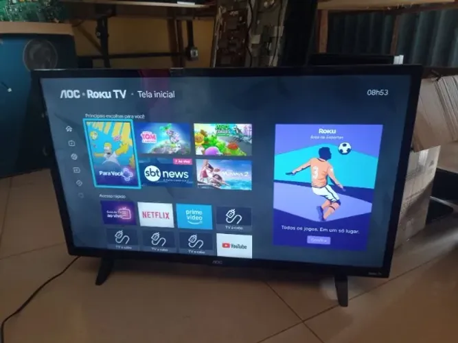 TV Smart AOC 32 Polegadas - Perfeita, com Controle e Pezinhos