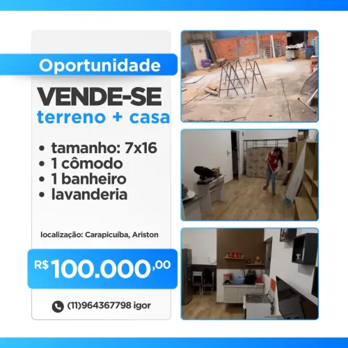 Vende-se terreno com casa alugada.