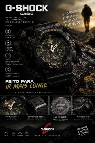 Relógio G-Shock GA-100 Original - Camuflado / Militar
