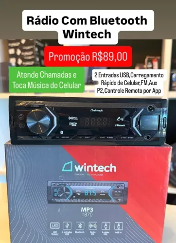 Radio com Bluetooth pra Carro 1 Din Usb Aux Controle por App Carregamento Rapido