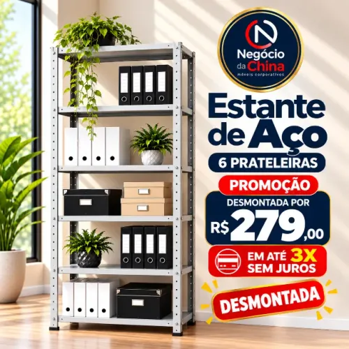 ESTANTE EM AÇO 6 PRATELEIRAS 30CM