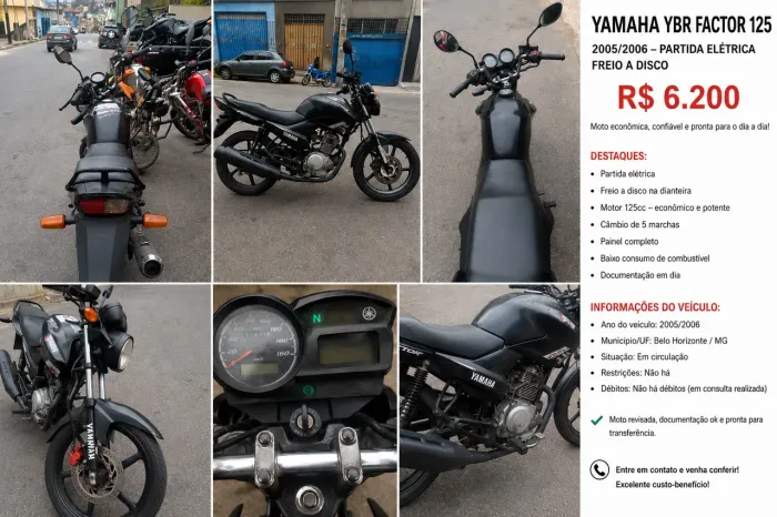 YAMAHA YBR 125 2005/2006 - PARTIDA ELÉTRICA FREIO A DISCO