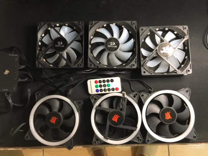 Kit 6 fans RGB com controladora