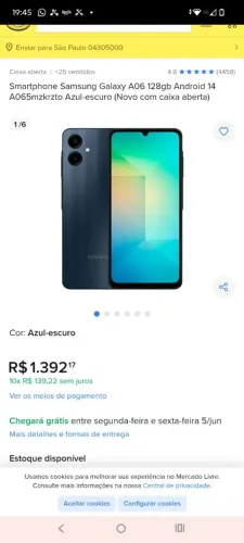 Vendo celular Samsung Galaxy A6 128 GB valor 500