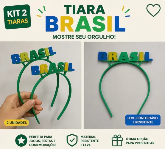 Kit com 2 Tiaras Brasil.