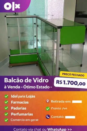 Balcão Expositor em vidro temperado